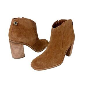 Lucky Brand Pellyon Heeled Bootie Camel Brown Women's 6.5M Suede Leather NWOB